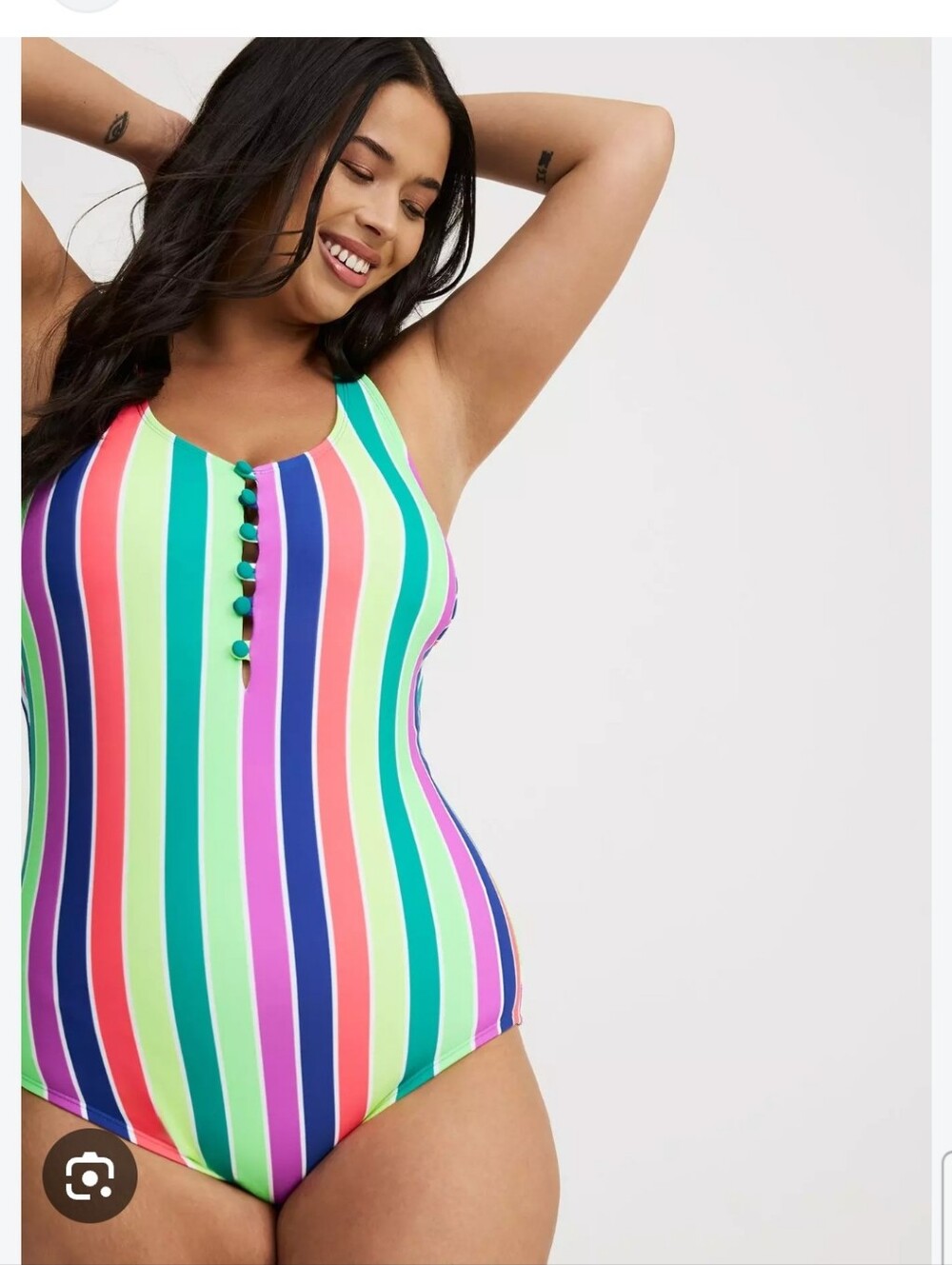 Torrid Colorful Stripe One-Piece Swimsuit Size 2